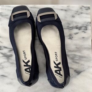 Anne Klein Dark Blue Loafers with Metallic Accent